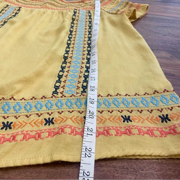 THML Embroidered Smocked Boho Top in Yellow-Gold - Picture 8 of 10